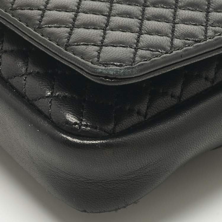 Pre Owned Carolina Herrera Black Quilted Leather CHHC Flap Shoulder Bag