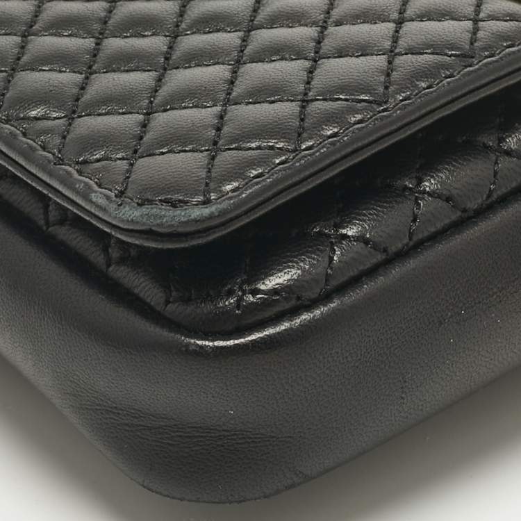 Pre Owned Carolina Herrera Black Quilted Leather CHHC Flap Shoulder Bag