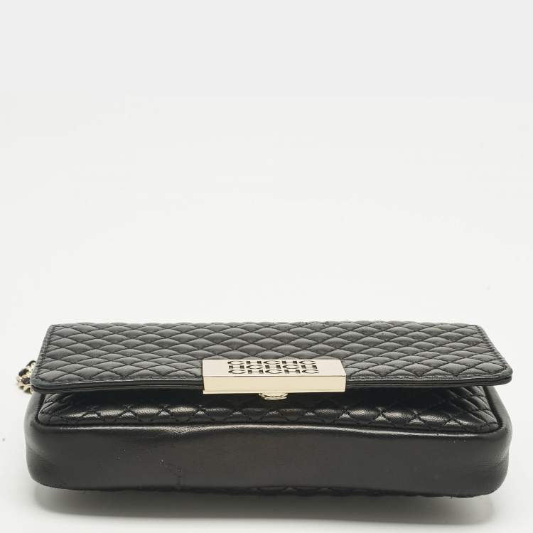 Pre Owned Carolina Herrera Black Quilted Leather CHHC Flap Shoulder Bag