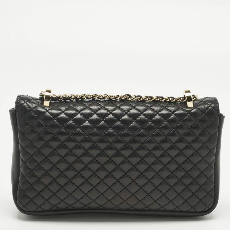 Pre Owned Carolina Herrera Black Quilted Leather CHHC Flap Shoulder Bag
