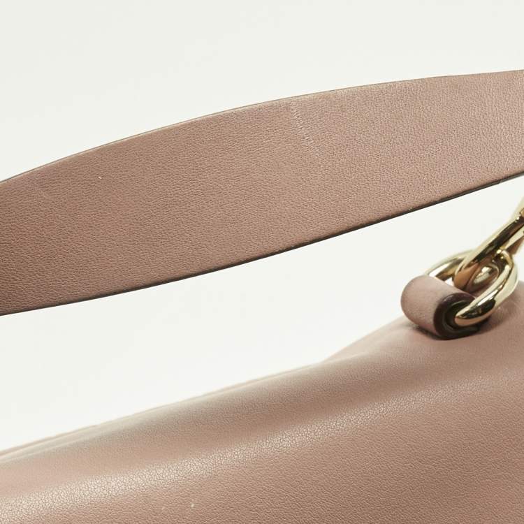 Pre Owned Carolina Herrera Pink Leather Pushlock Flap Top Handle Bag