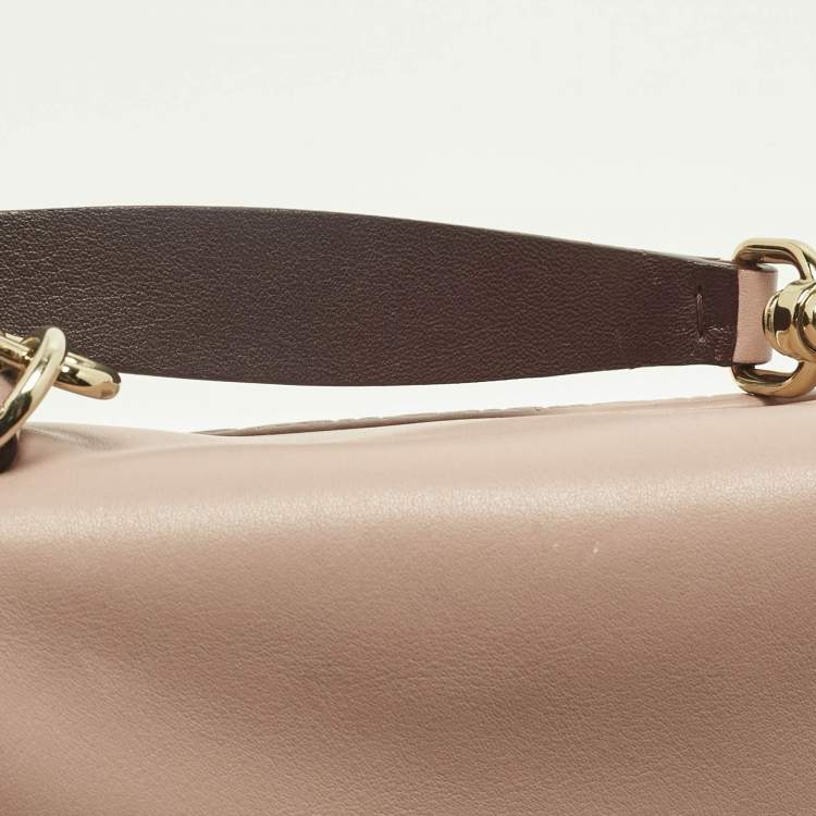 Pre Owned Carolina Herrera Pink Leather Pushlock Flap Top Handle Bag