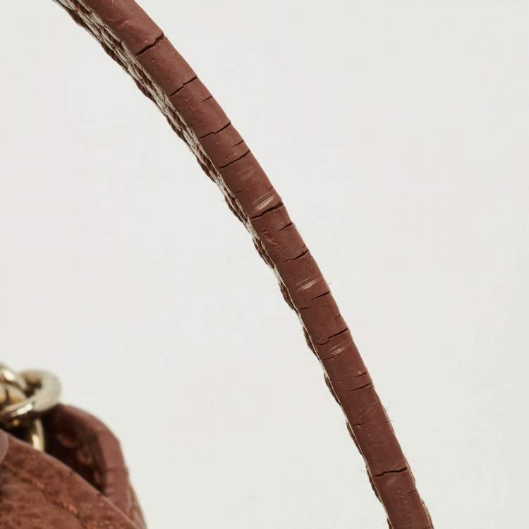 Pre Owned Carolina Herrera Brown Leather Minueto Top Handle Bag