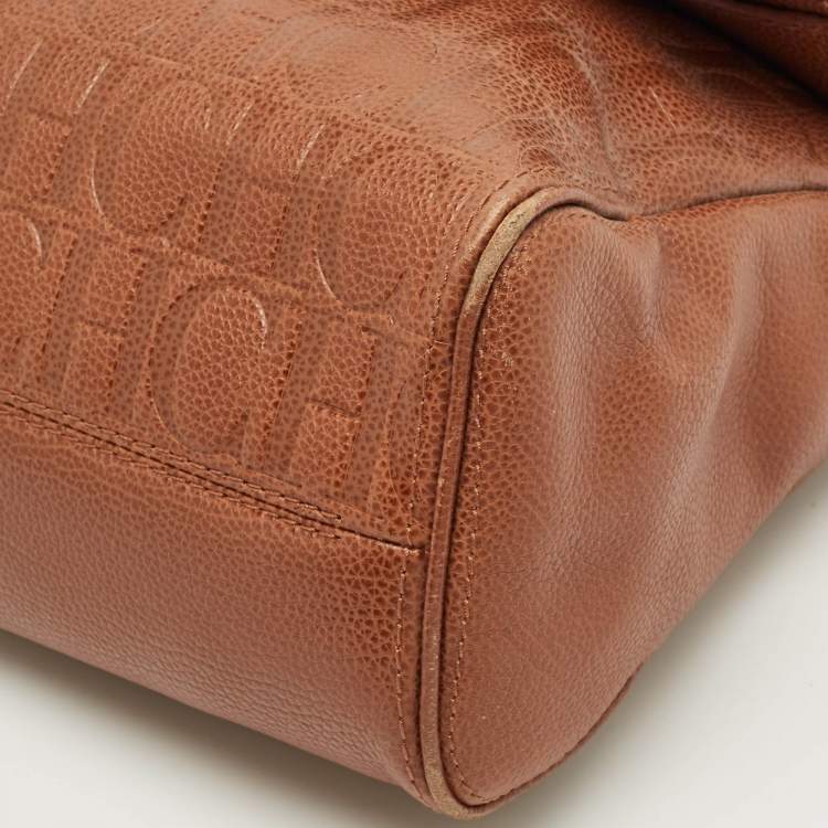 Pre Owned Carolina Herrera Brown Leather Minueto Top Handle Bag