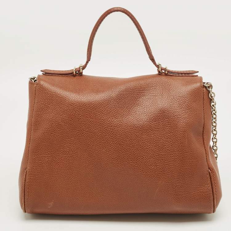 Pre Owned Carolina Herrera Brown Leather Minueto Top Handle Bag