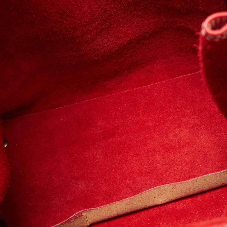 Pre Owned Carolina Herrera Red Monogram Embossed Leather Boston Tote