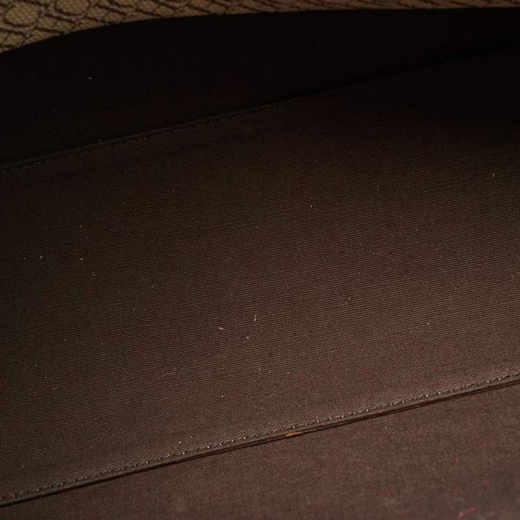 Pre Owned Carolina Herrera Brown Floral Embroidered Monogram Canvas and Leather Shopper Tote