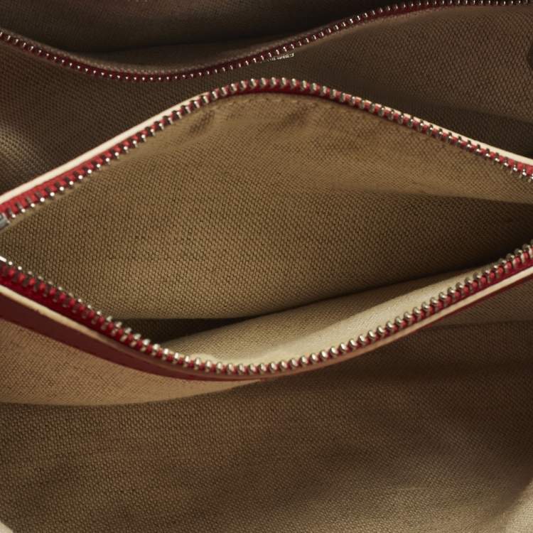 Pre Owned Carolina Herrera CHHC Logo Red Quilted Leather Chain Tote