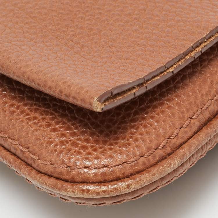 Pre Owned Carolina Herrera Brown Leather Chain Clutch