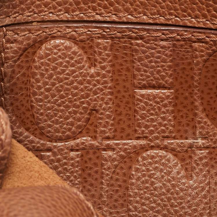 Pre Owned Carolina Herrera Brown Leather Chain Clutch