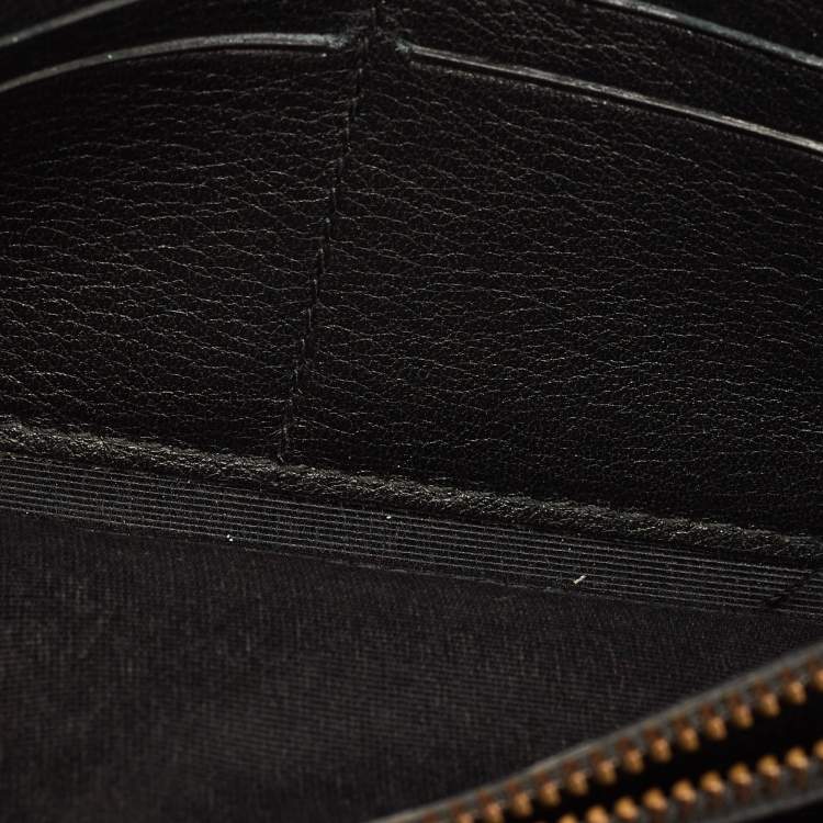 Pre Owned Carolina Herrera Flap Black Monogram Embossed Leather Continental Wallet