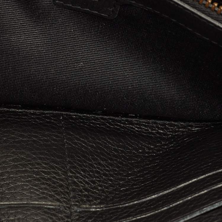 Pre Owned Carolina Herrera Flap Black Monogram Embossed Leather Continental Wallet