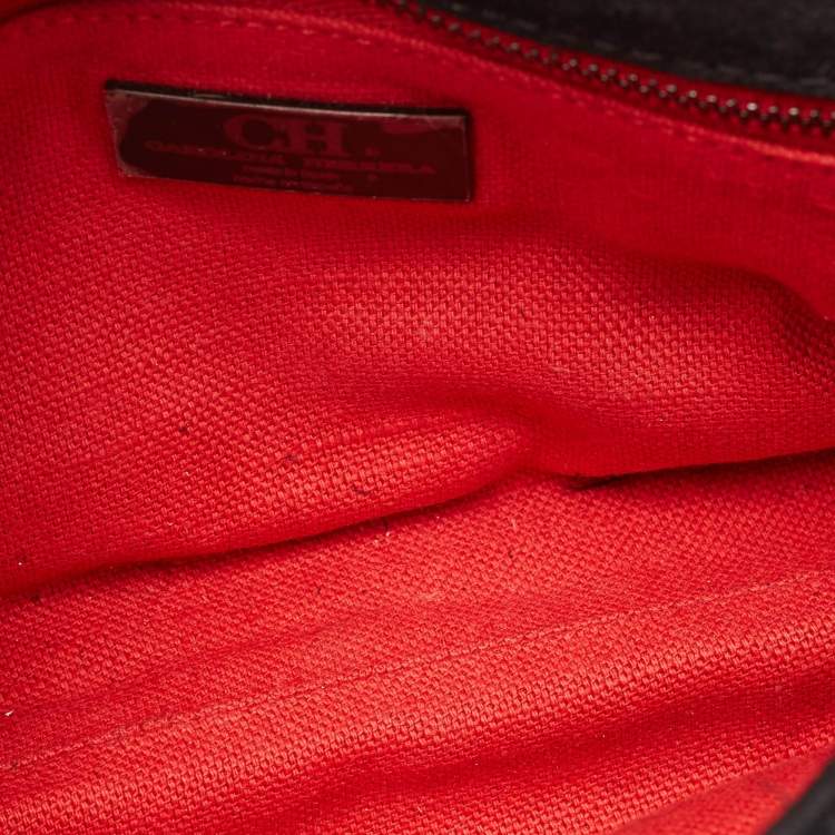 مملوكة مسبقًا Carolina Herrera Pearl Embellished Chain Black Quilted Tweed Shoulder Bag