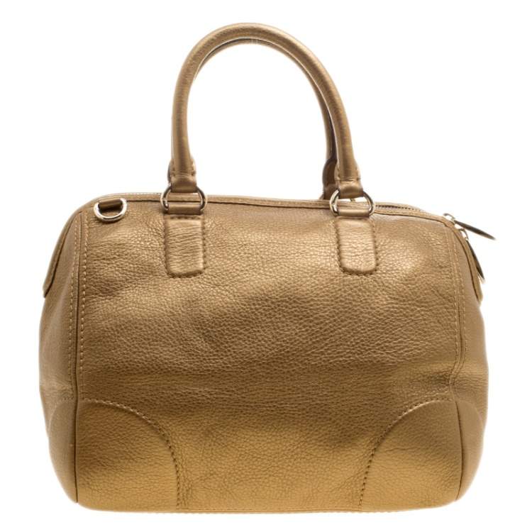Pre Owned Carolina Herrera Metallic Gold Leather Satchel