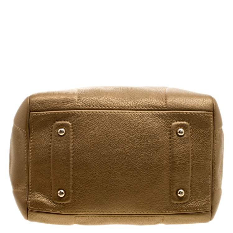 Pre Owned Carolina Herrera Metallic Gold Leather Satchel