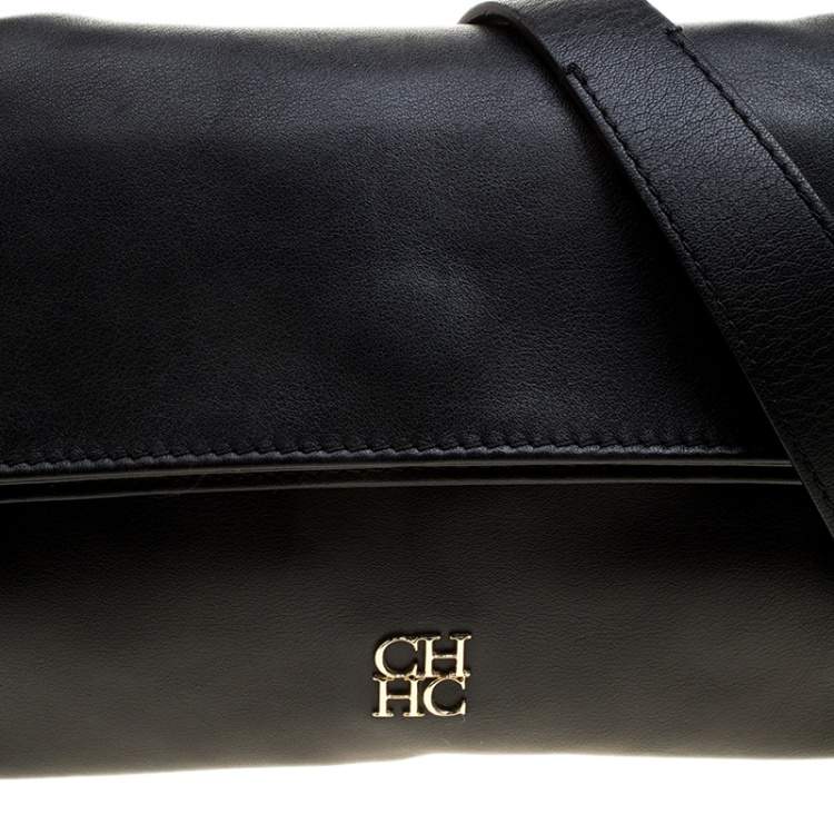 Pre Owned Carolina Herrera Black Leather Chain Shoulder Bag