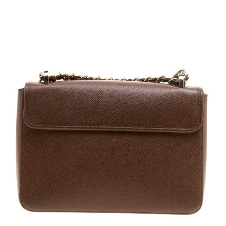 Pre Owned Carolina Herrera Brown Leather Shoulder Bag
