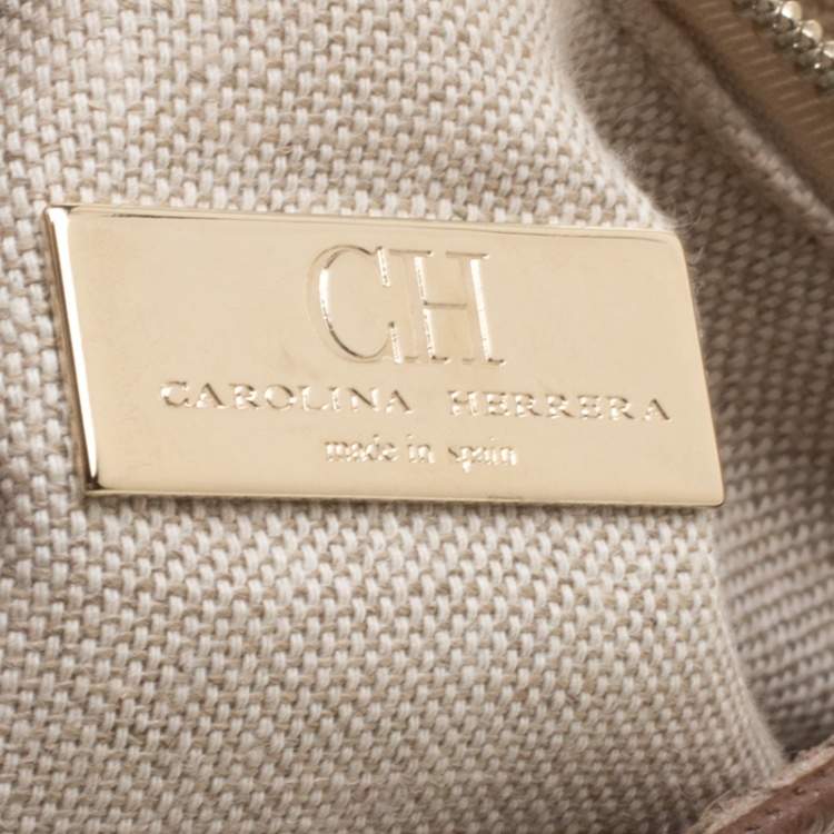 Pre Owned Carolina Herrera Brown Leather Shoulder Bag