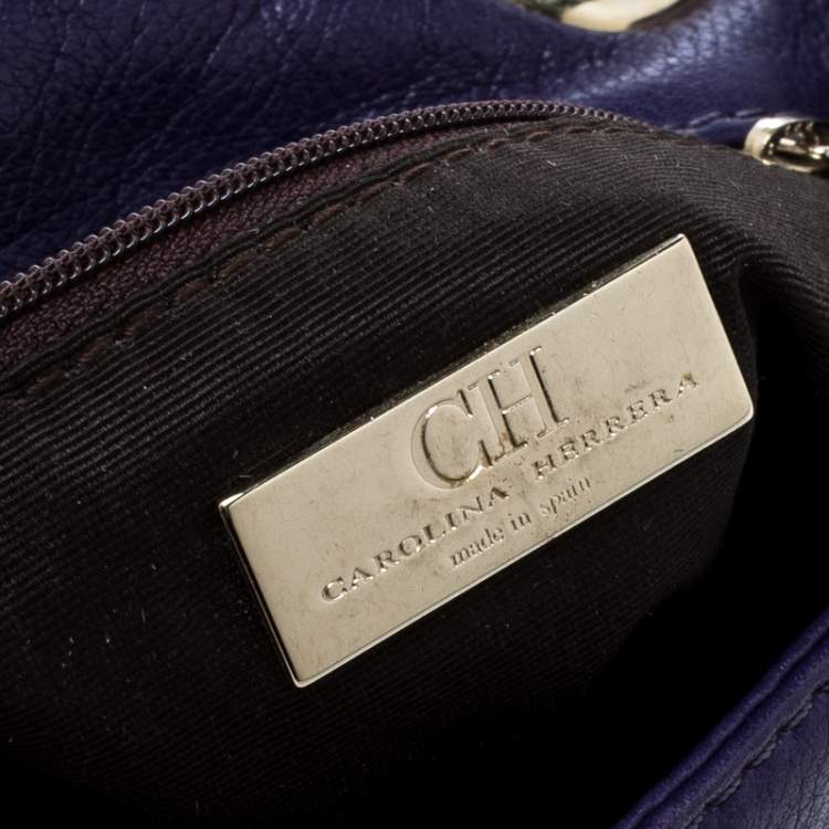 مملوكة مسبقًا Carolina Herrera Purple Monogram Leather Audrey Shoulder Bag