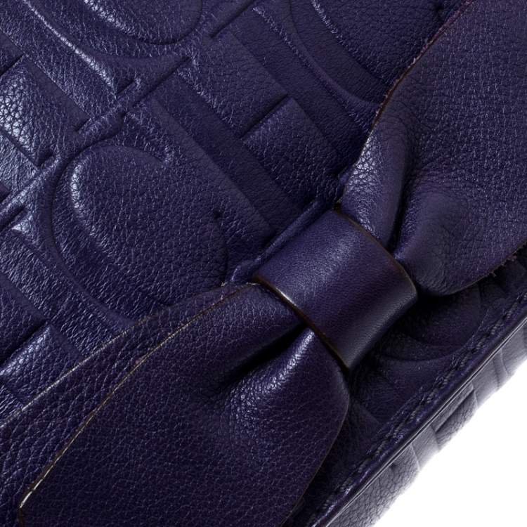 مملوكة مسبقًا Carolina Herrera Purple Monogram Leather Audrey Shoulder Bag