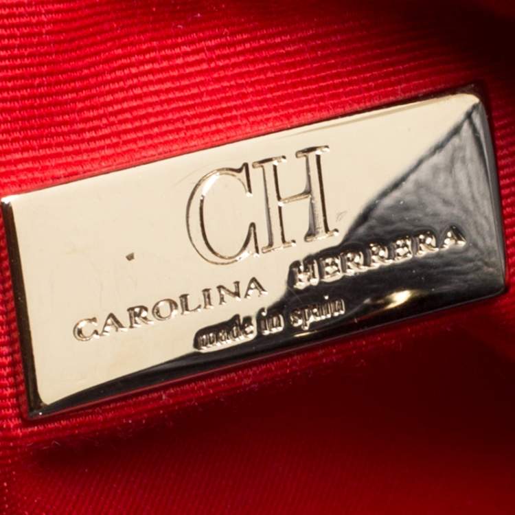 Pre Owned Carolina Herrera Navy Blue Leather Top Handle Bag