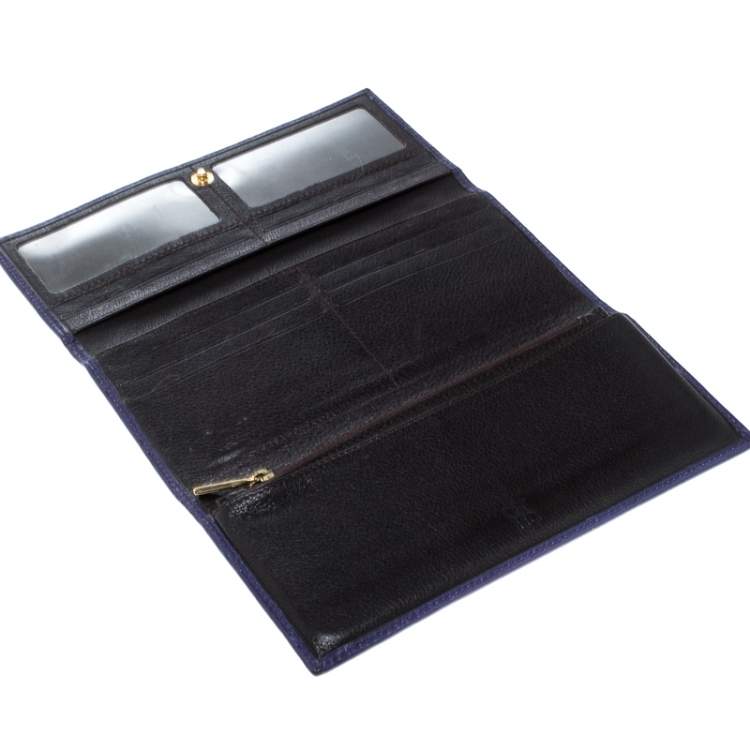 Pre Owned Carolina Herrera Purple Monogram Leather Continental Wallet