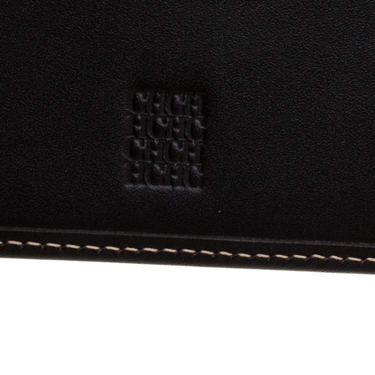 Pre Owned Carolina Herrera Black Monogram Leather Bifold Wallet