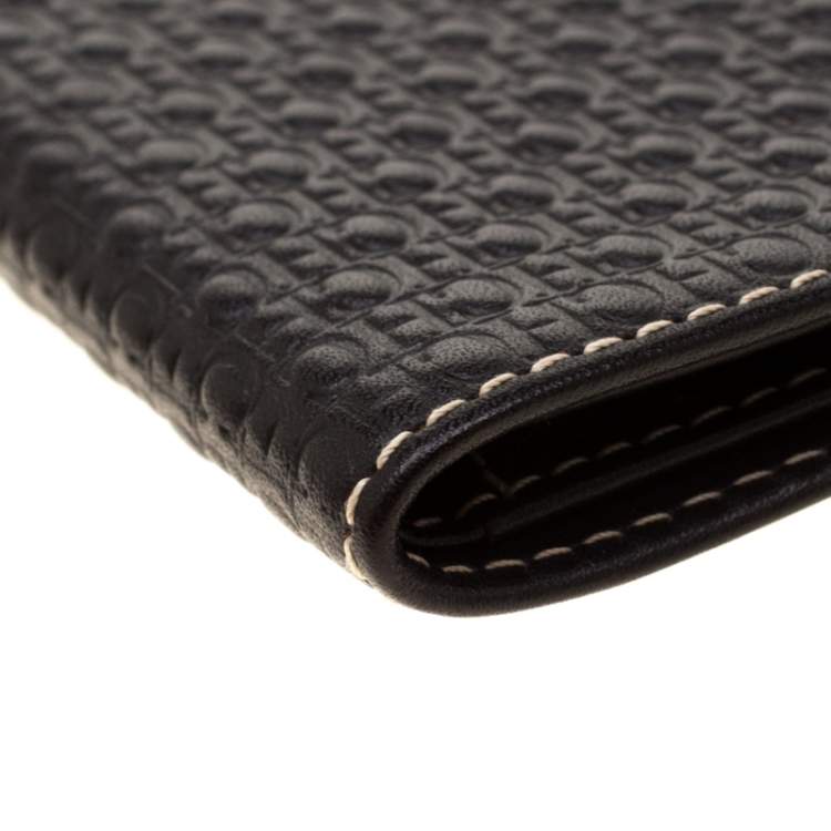 Pre Owned Carolina Herrera Black Monogram Leather Bifold Wallet