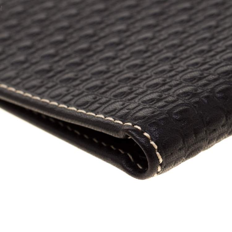 Pre Owned Carolina Herrera Black Monogram Leather Bifold Wallet