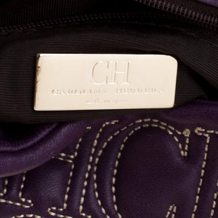 Pre Owned Carolina Herrera Purple Leather  Jerry Clutch