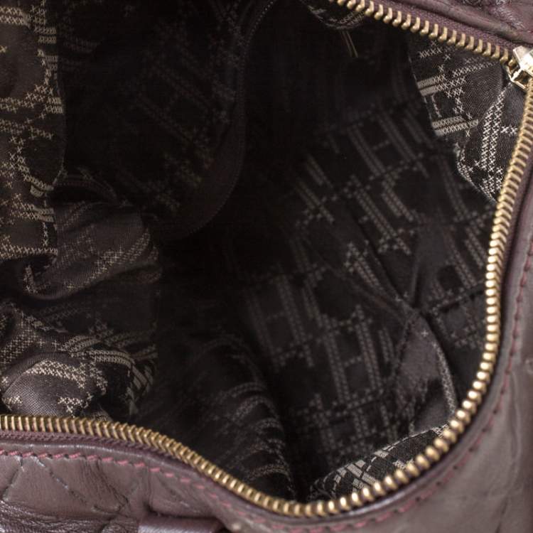 Pre Owned Carolina Herrera Dark Burgundy Quilted Leather Satchel