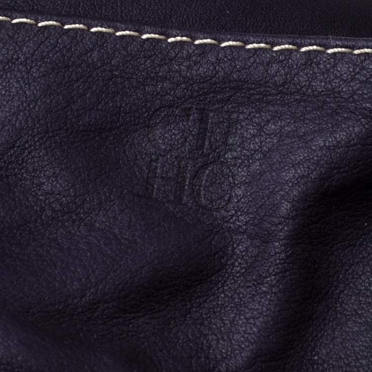 Pre Owned Carolina Herrera Beige/Mustard Leather Tote