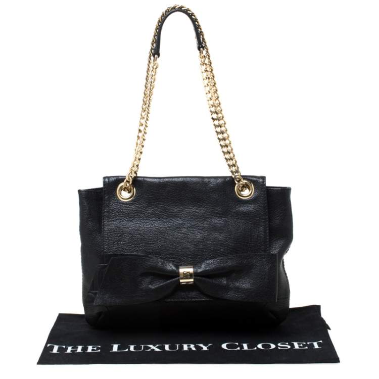 Pre Owned Carolina Herrera Black Leather Audrey Shoulder Bag