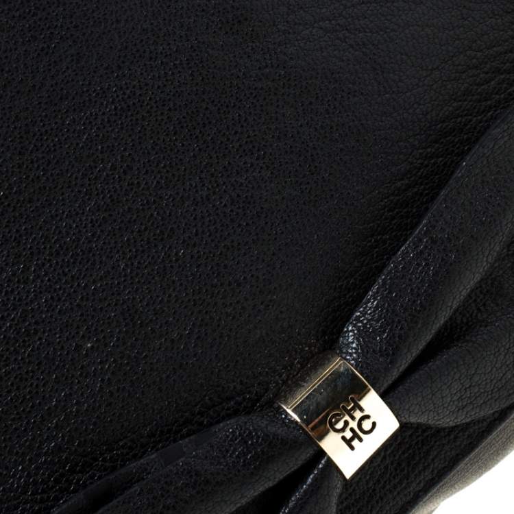 Pre Owned Carolina Herrera Black Leather Audrey Shoulder Bag