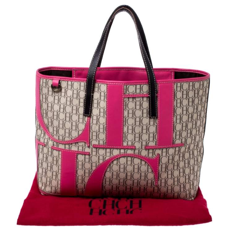 Pre Owned Carolina Herrera Multicolor Monogram Canvas Shopper Tote