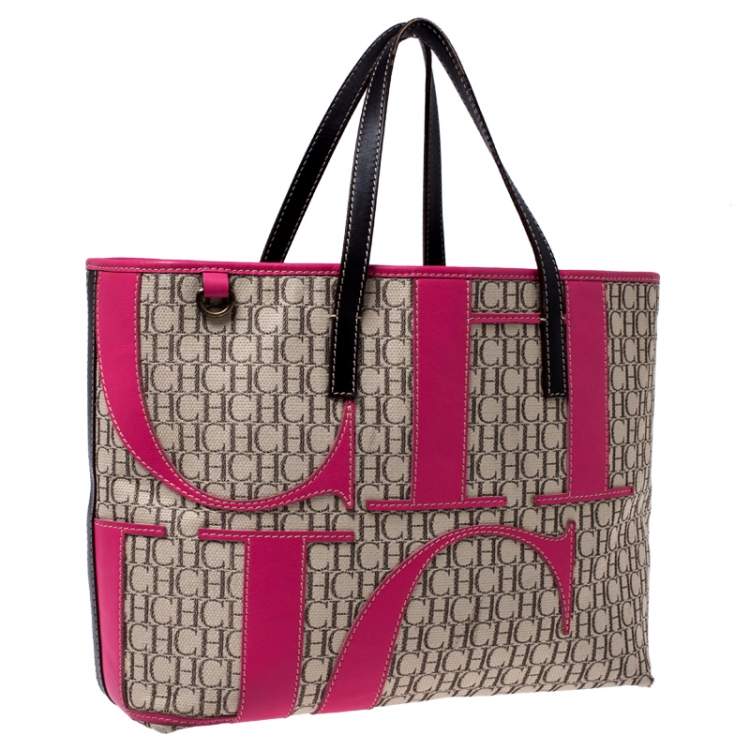 Pre Owned Carolina Herrera Multicolor Monogram Canvas Shopper Tote
