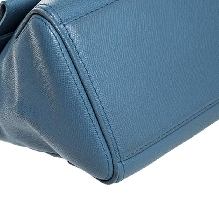 Pre Owned  Carolina Herrera Blue Leather Minuetto Flap top Handle Bag