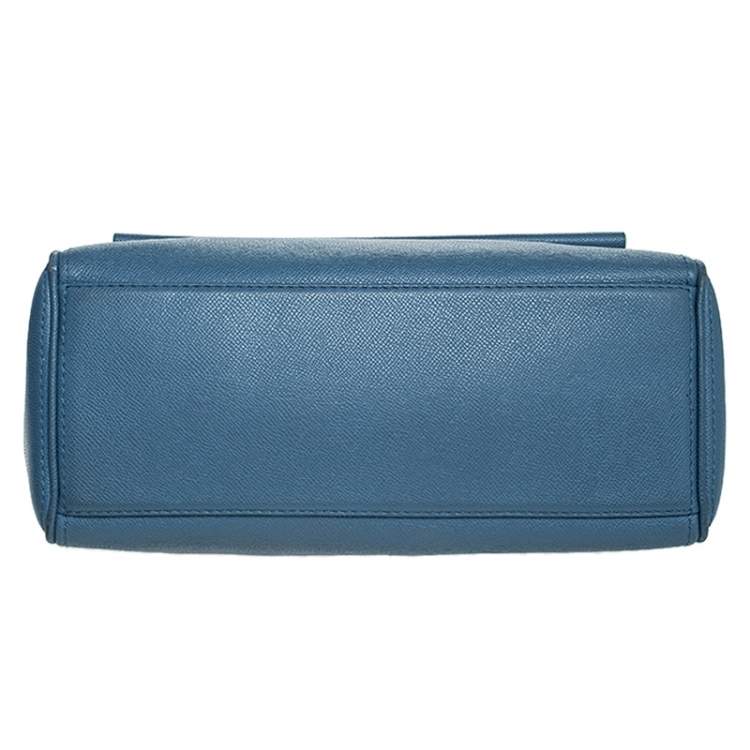 Pre Owned  Carolina Herrera Blue Leather Minuetto Flap top Handle Bag