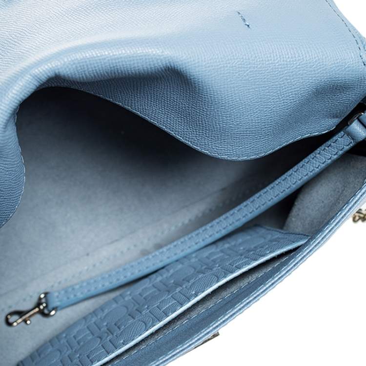 Pre Owned  Carolina Herrera Blue Leather Minuetto Flap top Handle Bag