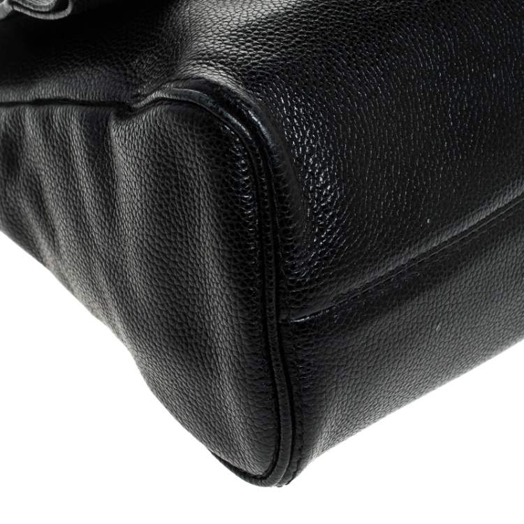 Pre Owned Carolina Herrera Black Leather Minuetto Flap Top Handle Bag