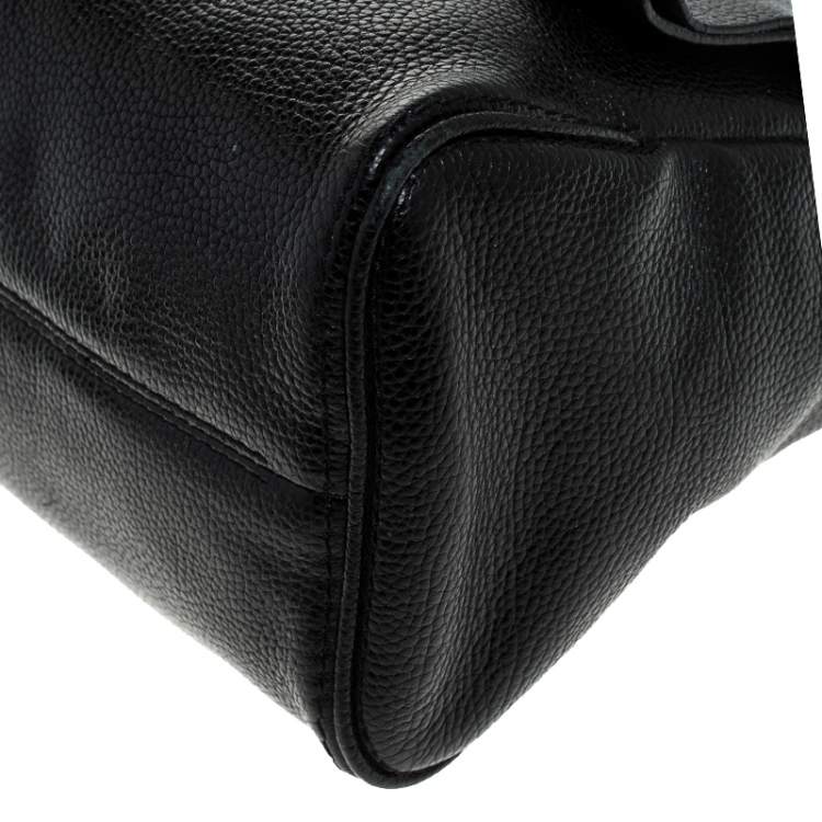 Pre Owned Carolina Herrera Black Leather Minuetto Flap Top Handle Bag