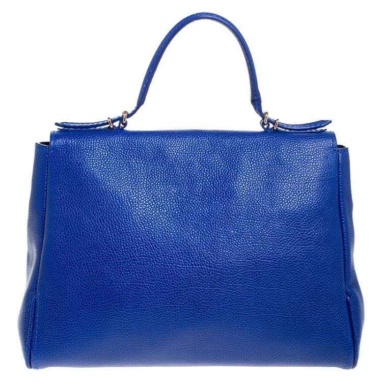 مملوكة مسبقًا Carolina Herrera Blue Leather Minuetto Flap Top Handle Bag