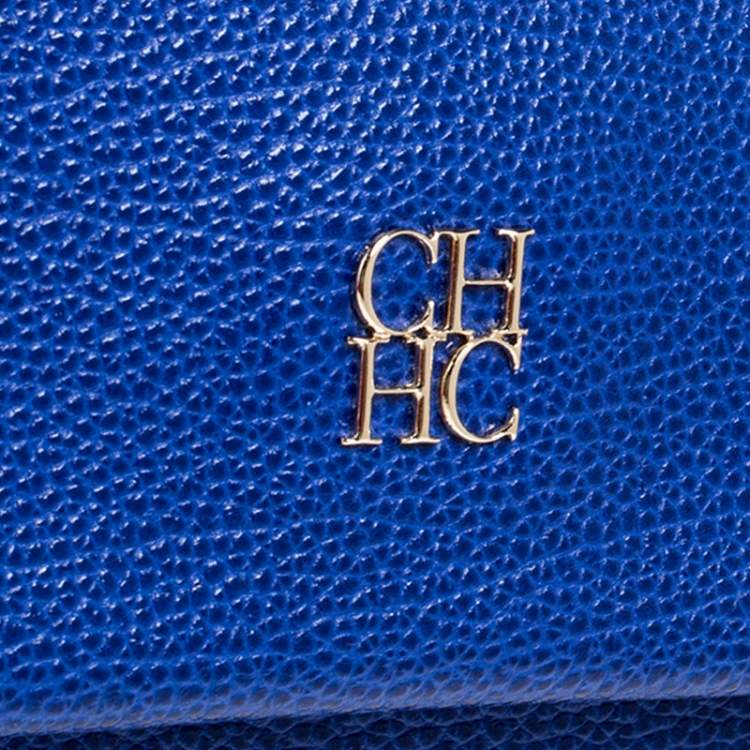 مملوكة مسبقًا Carolina Herrera Blue Leather Minuetto Flap Top Handle Bag
