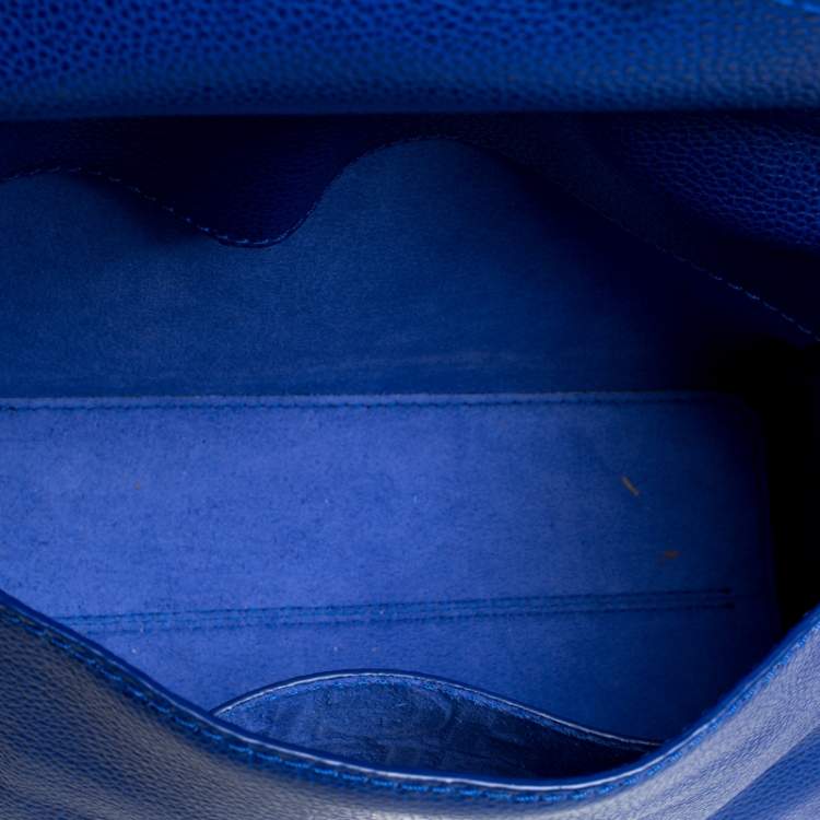 مملوكة مسبقًا Carolina Herrera Blue Leather Minuetto Flap Top Handle Bag