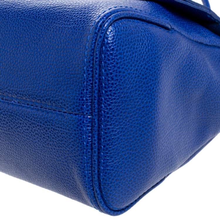 مملوكة مسبقًا Carolina Herrera Blue Leather Minuetto Flap Top Handle Bag