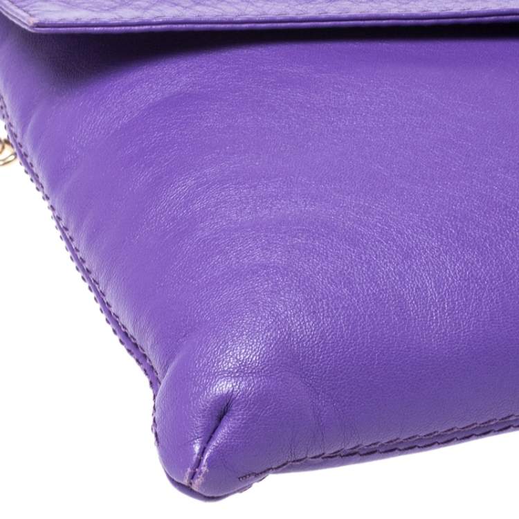 Pre Owned Carolina Herrera Purple Leather Flap Shoulder Bag