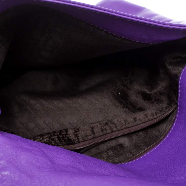 Pre Owned Carolina Herrera Purple Leather Flap Shoulder Bag