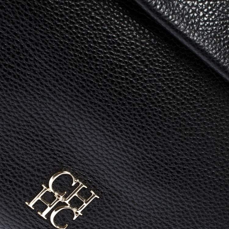 Pre Owned Carolina Herrera Black Leather Tempo Collection Adagio Tote