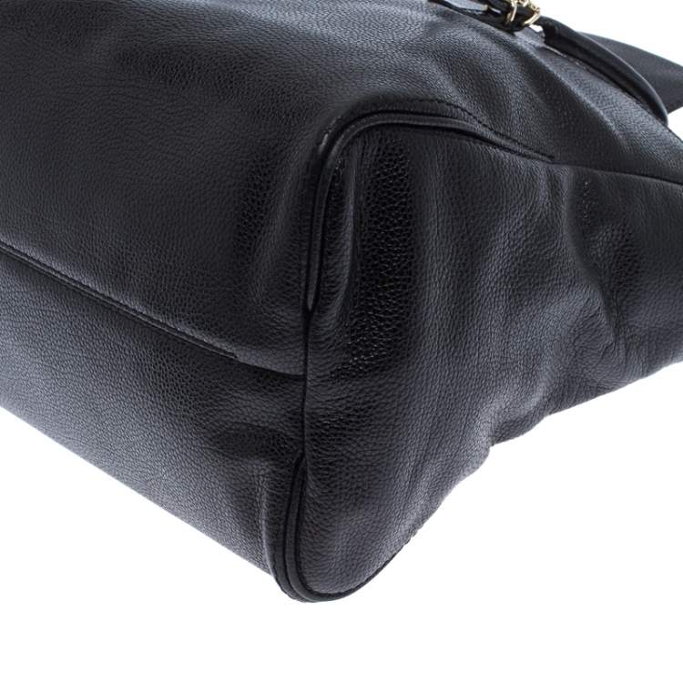 Pre Owned Carolina Herrera Black Leather Tempo Collection Adagio Tote