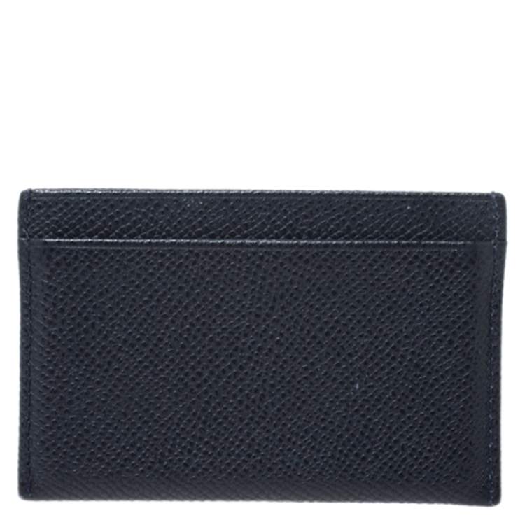 Pre Owned Carolina Herrera Navy Blue Leather Card Holder